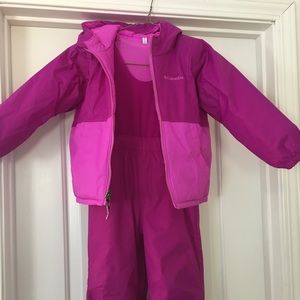 Like New Columbia snow bibs, reversible jacket